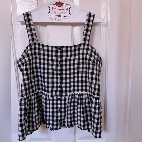 Sezane Laurette Top Black and White Vichy Print 10/42 - Picture 3 of 10